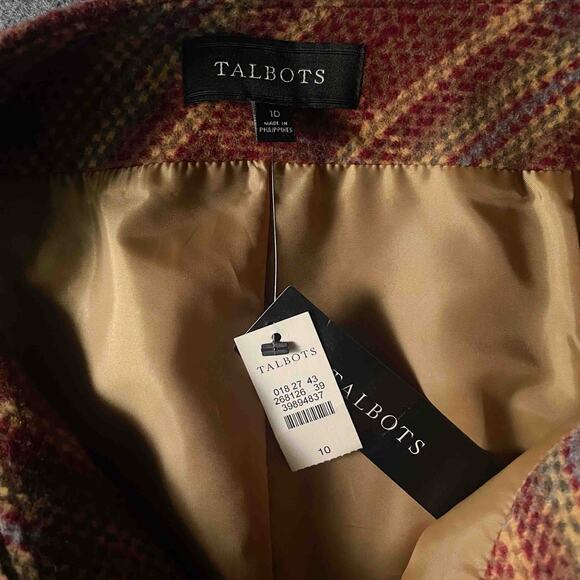 NWT Talbots Womens Lined A-Line Pencil Skirt Red Green Stripe Wool Blend Size 10 - Picture 3 of 6